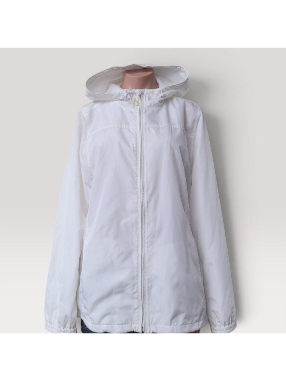 Reflections Pure White Oversized Gorpcore Hooded Windbreaker (One Size)
